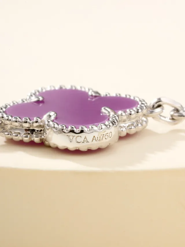 Purple and Pavé Clover Motif Chain Necklace 2
