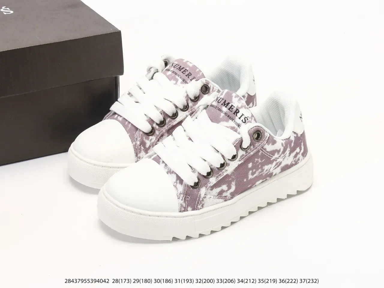Purple and White Abstract Print Platform Sneakers 2