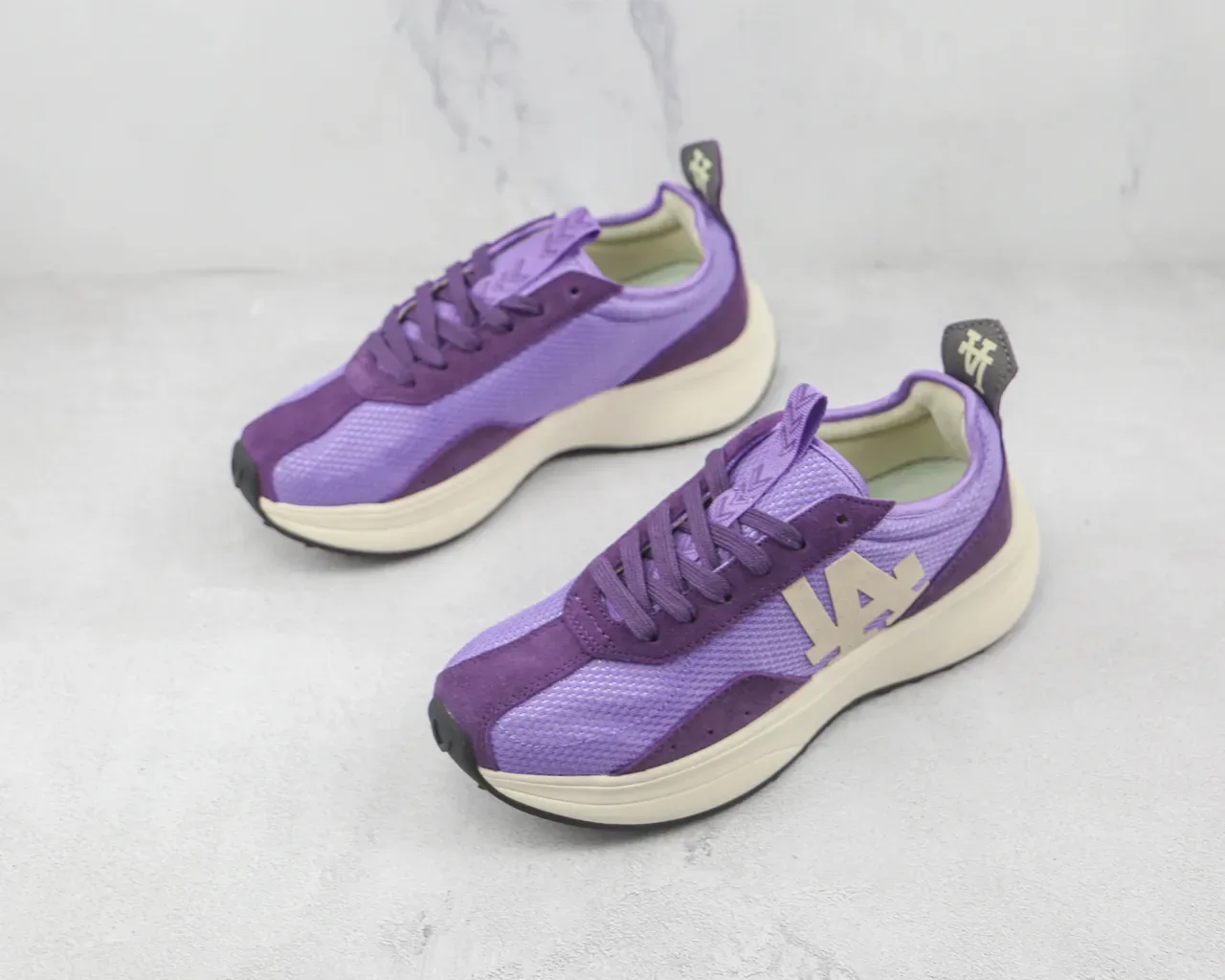 Purple Mesh and Suede LA Logo Chunky Platform Sneaker 4