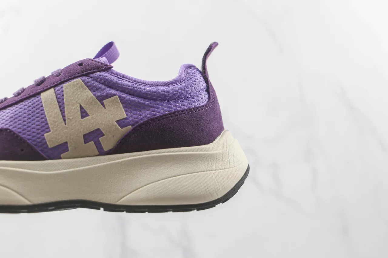 Purple Mesh and Suede LA Logo Chunky Platform Sneaker 7