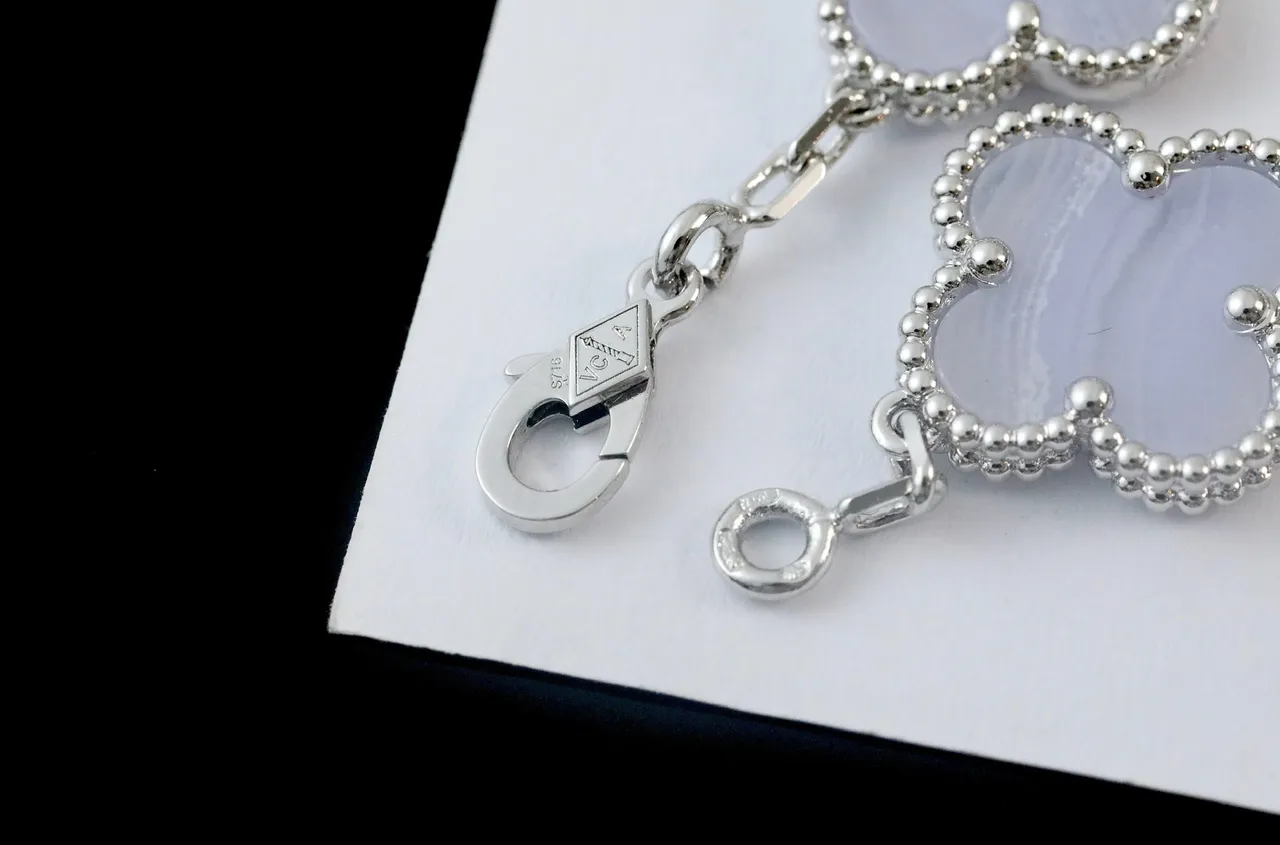 Purple Silver Clover-Shaped Motifs Beaded Bezel Edge Bracelet 2