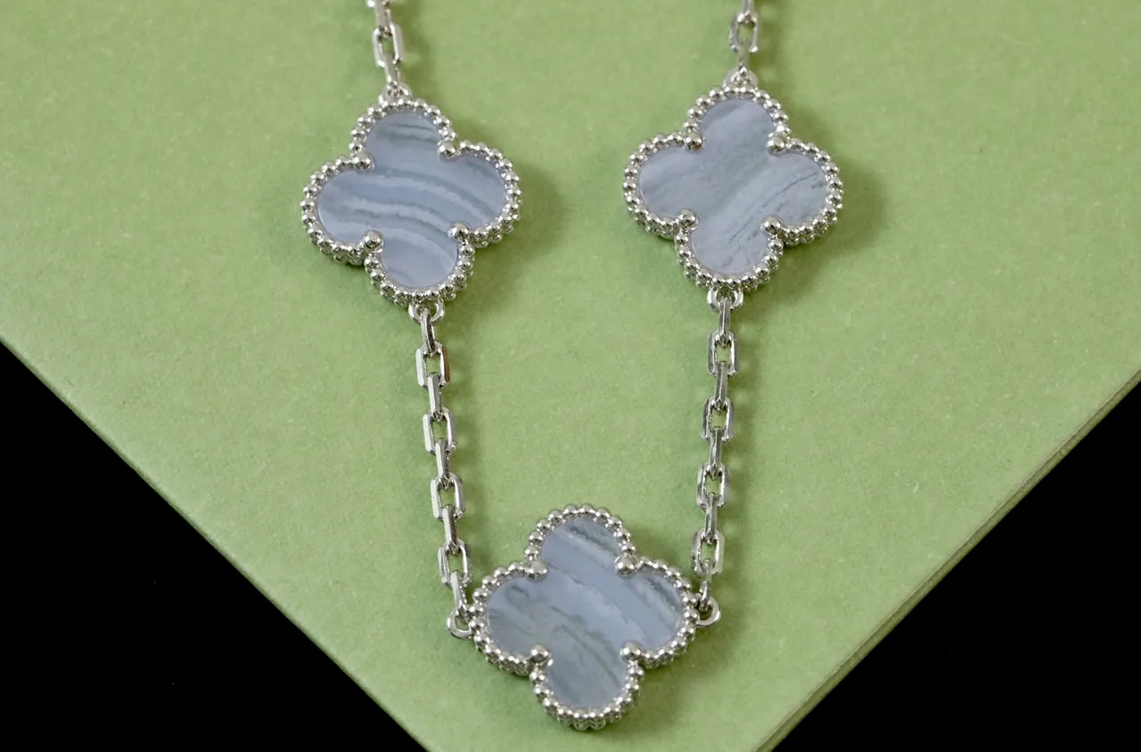 Purple Silver Clover-Shaped Motifs Beaded Bezel Edge Bracelet 6