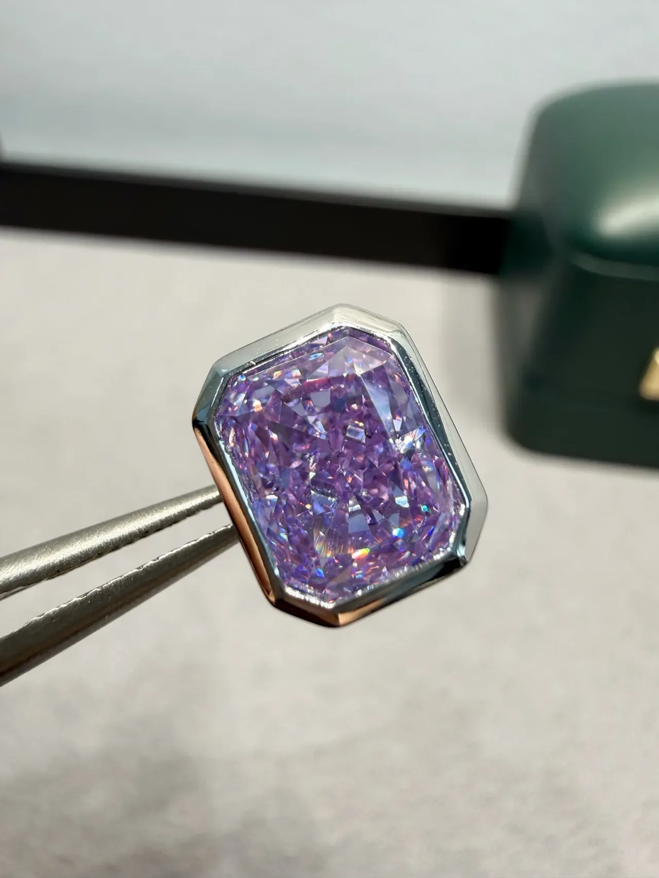 Purple Silver Octagonal-Cut Faceted Stone Earrings 8