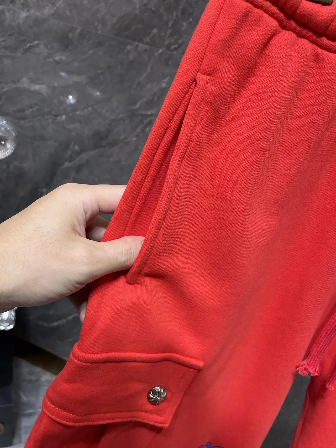 Red Cargo-Style Drawstring Waist Shorts 7