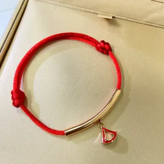 Pulsera de Cordón Trenzado Rojo Dorado con Broche de Barra Curva