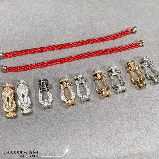 Red Gold Braided Cord Shackle-Style Metal Clasp Bracelet 2
