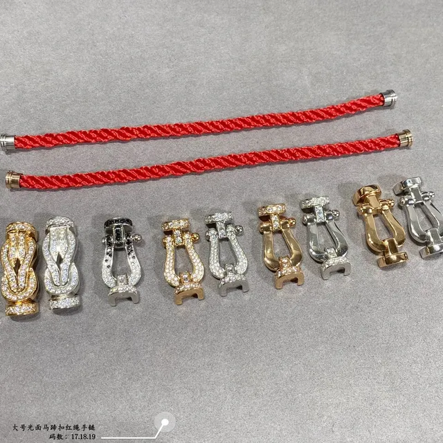 Red Gold Braided Cord Shackle-Style Metal Clasp Bracelet 3