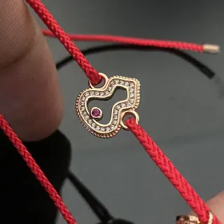 سوار حبل مضفر مع قلادة ذهب أحمر Pave-Set