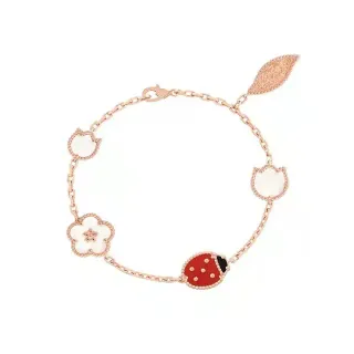 Chaîne Or Rose Émaillée Coccinelle Charme Bracelet