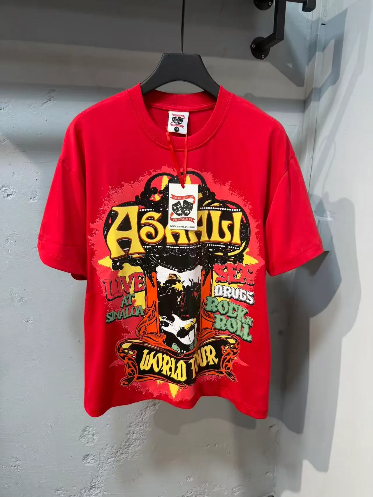 Red Graphic Print Oversized Tour-Themed T-Shirt 3