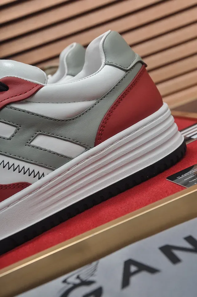Red White Gray Black Color-Blocked Lifestyle Sneaker 3