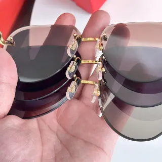 Rimless Gradient Lens Gold-Tone Bridge Sunglasses