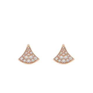 Rose Gold Pavé Fan-Shaped Stud Earrings