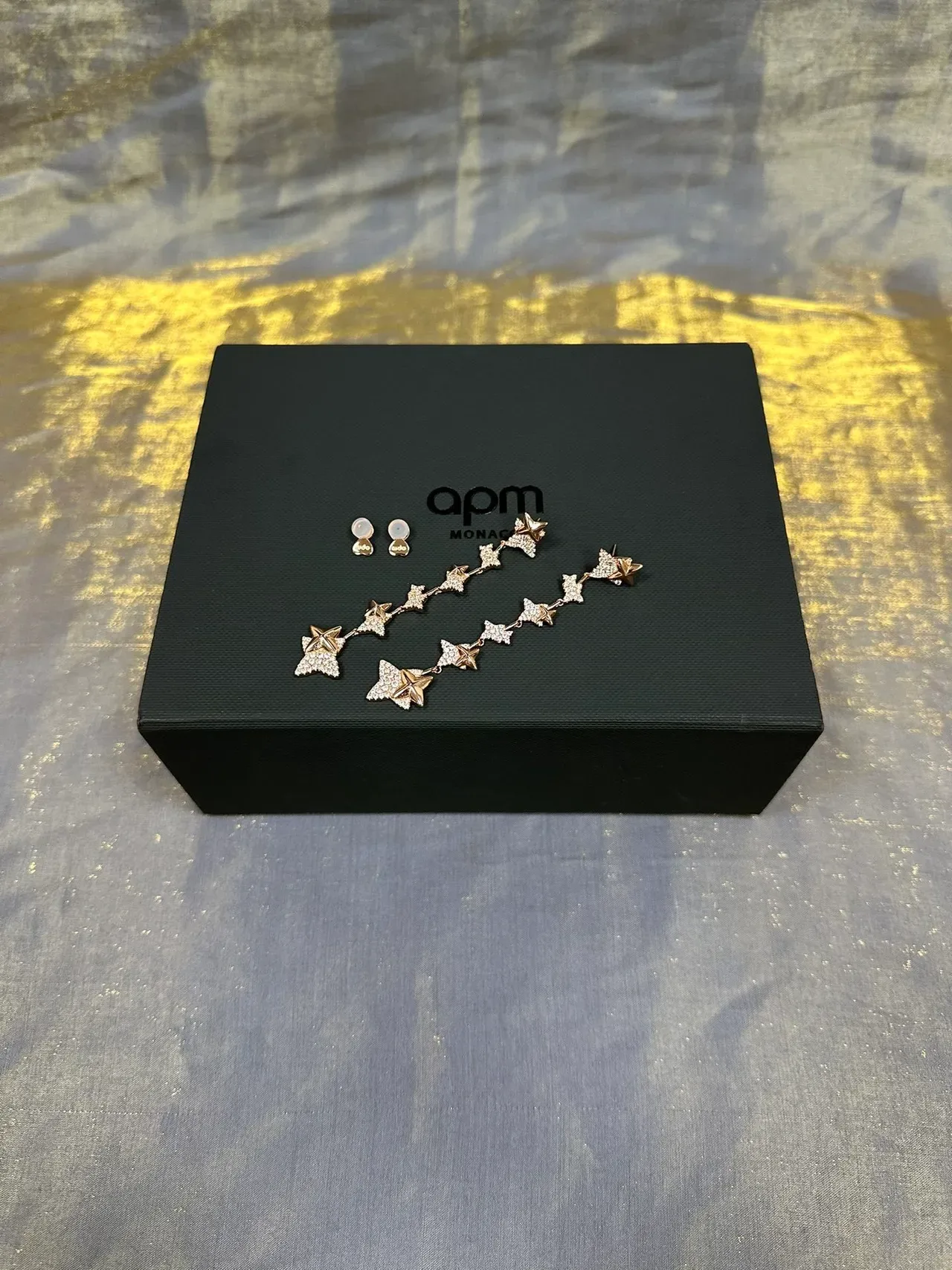 Rose-Gold-Tone Crystal Star Dangling Earrings 6