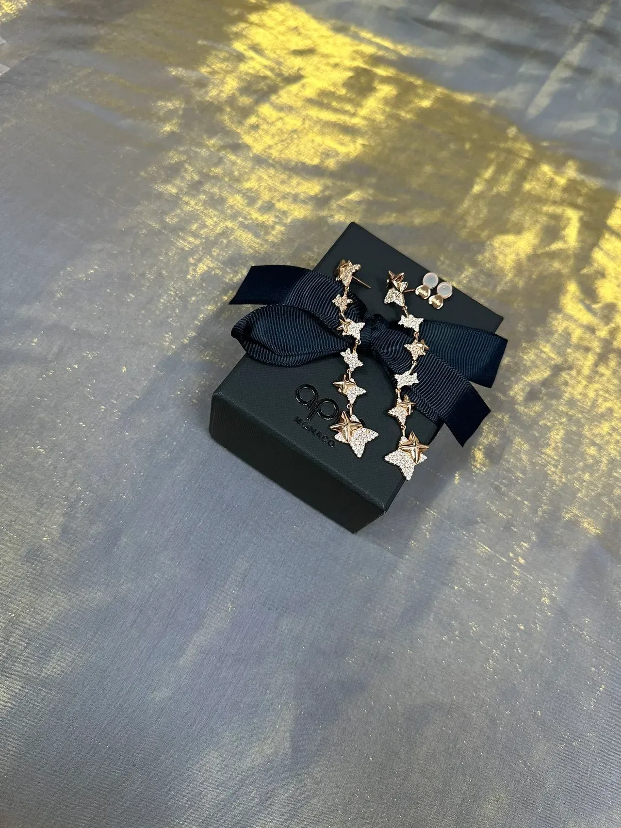 Rose-Gold-Tone Crystal Star Dangling Earrings 7