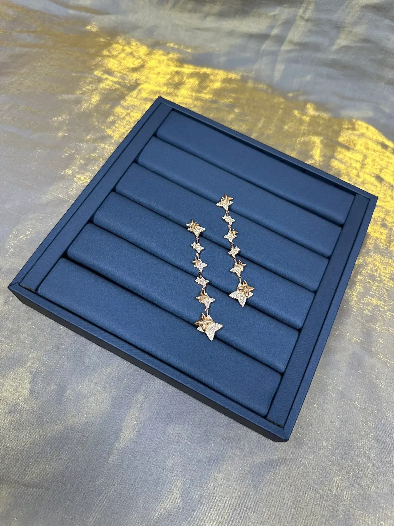 Rose-Gold-Tone Crystal Star Dangling Earrings 8