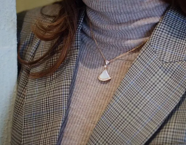 Rose Gold-Tone Fan-Shaped Pavé Pendant Necklace 2
