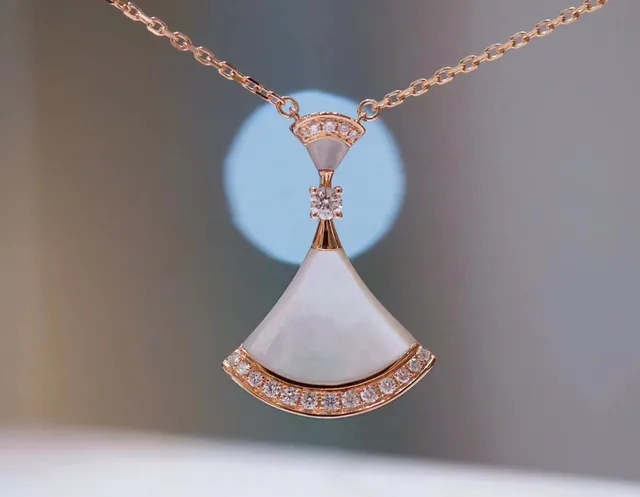 Rose Gold-Tone Fan-Shaped Pavé Pendant Necklace 6