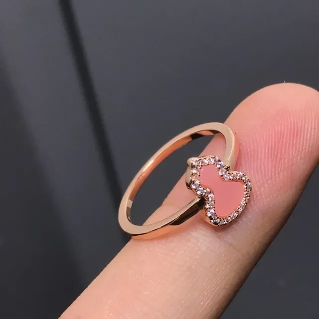 Rose Gold-Tone Pink Enamel Heart Pavé Crystal Ring 2