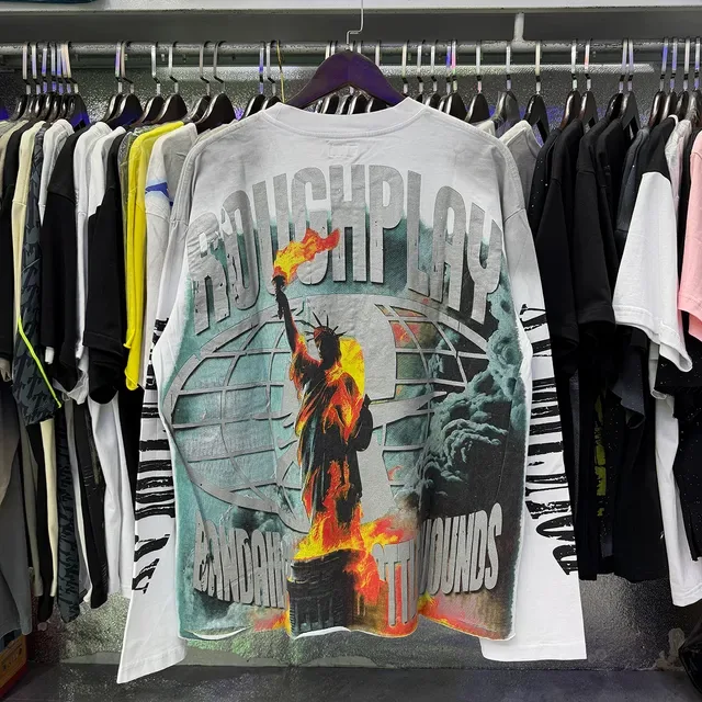 ROUGH Graphic Print Oversized Black T-Shirt 8
