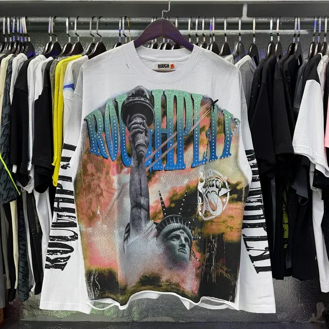 ROUGH Graphic Print Oversized Black T-Shirt 9