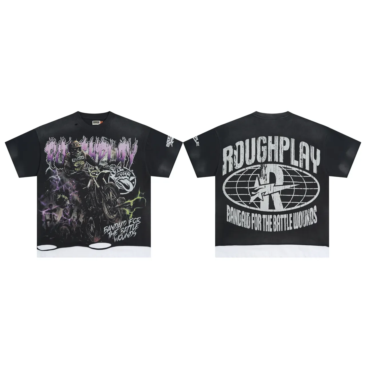 ROUGH PLAY Graphic-Print Distressed Hem Oversized T-Shirt 4