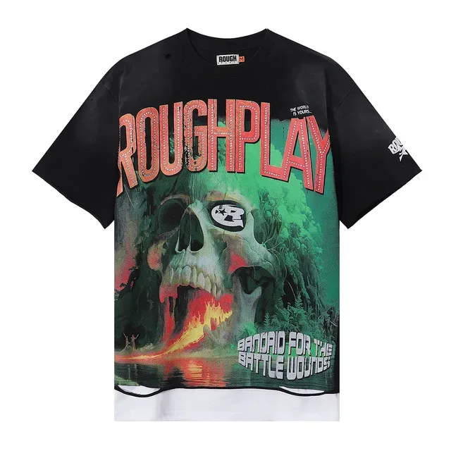 ROUGH Roughplay Skull Graphic Oversized T-Shirt 3