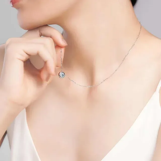 Round Bezel-Set Solitaire Pendant Necklace 3