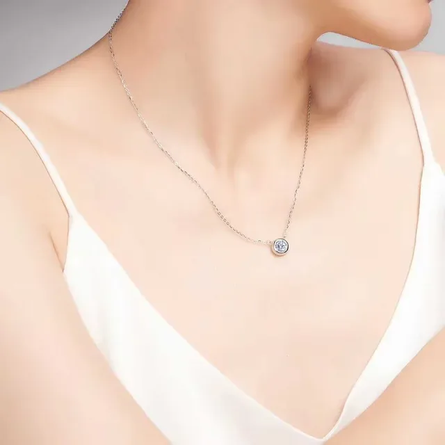 Round Bezel-Set Solitaire Pendant Necklace 5