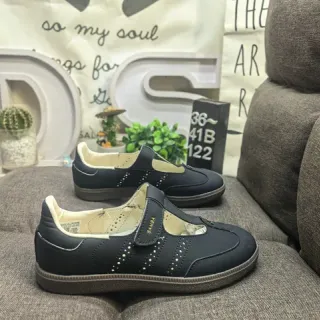 Samba Mary Jane Black Beige T-Strap Perforated Vamp Mary Jane Shoes