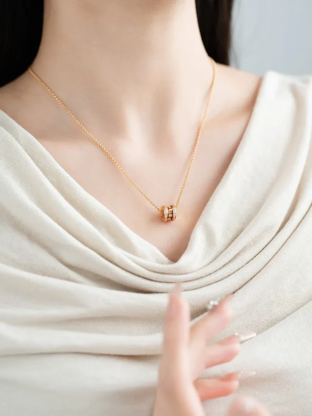 Silver and Gold Multi-Ring Pavé Pendant Necklaces 4