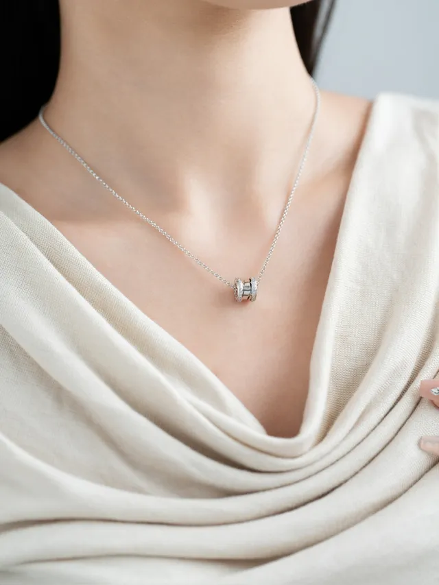 Silver and Gold Multi-Ring Pavé Pendant Necklaces 6