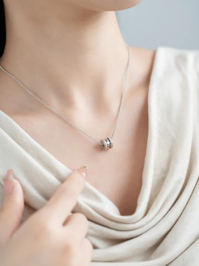Silver and Gold Multi-Ring Pavé Pendant Necklaces 8