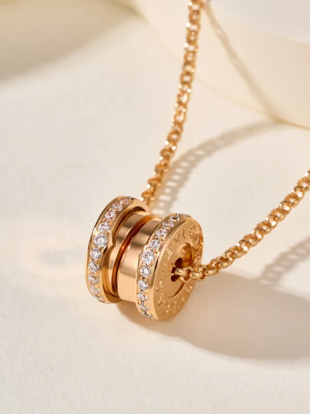 Silver and Gold Multi-Ring Pavé Pendant Necklaces 13