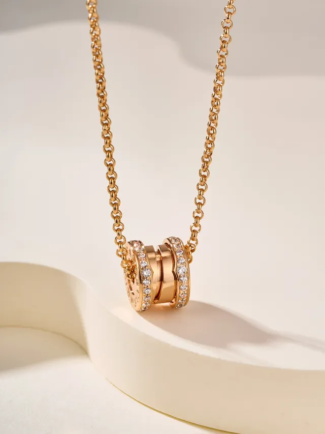 Silver and Gold Multi-Ring Pavé Pendant Necklaces 14