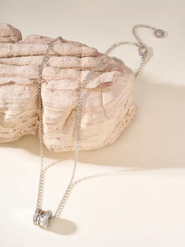 Silver and Gold Multi-Ring Pavé Pendant Necklaces 15