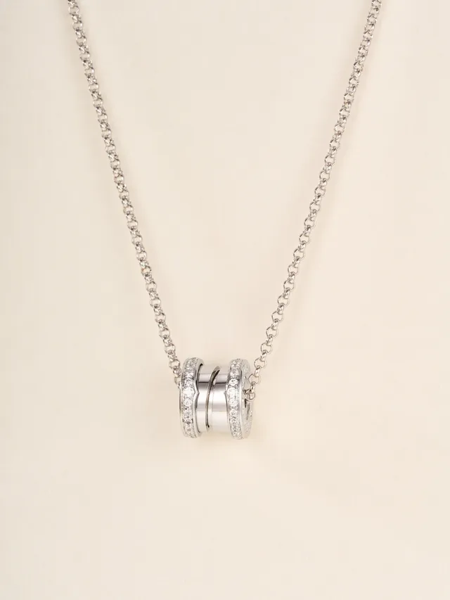 Silver and Gold Multi-Ring Pavé Pendant Necklaces 17