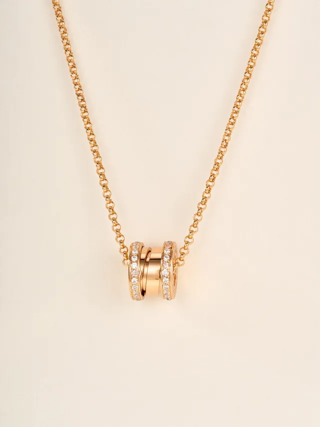 Silver and Gold Multi-Ring Pavé Pendant Necklaces 18