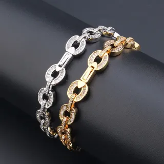 سوارات سلاسل بعقد بيضاوي بلون فضي وذهبي مع Pavé