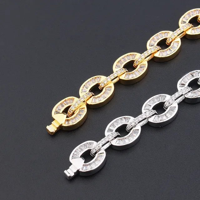 Silver and Gold Tone Pavé Oval-Link Chain Bracelets 4