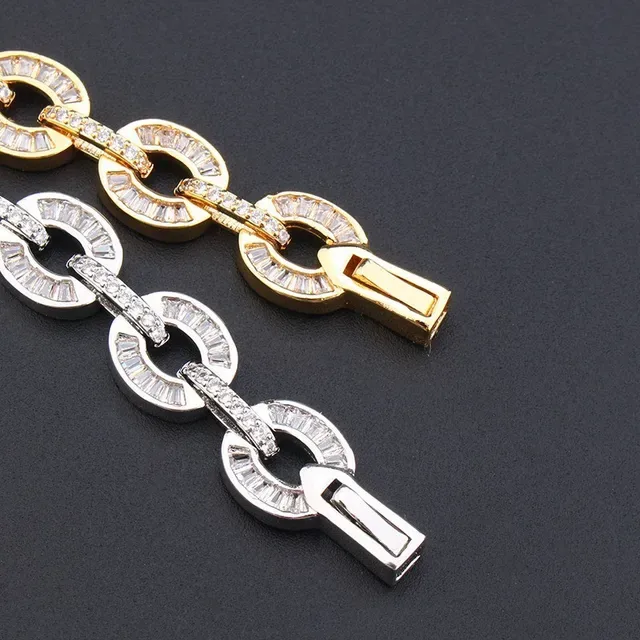 Silver and Gold Tone Pavé Oval-Link Chain Bracelets 6