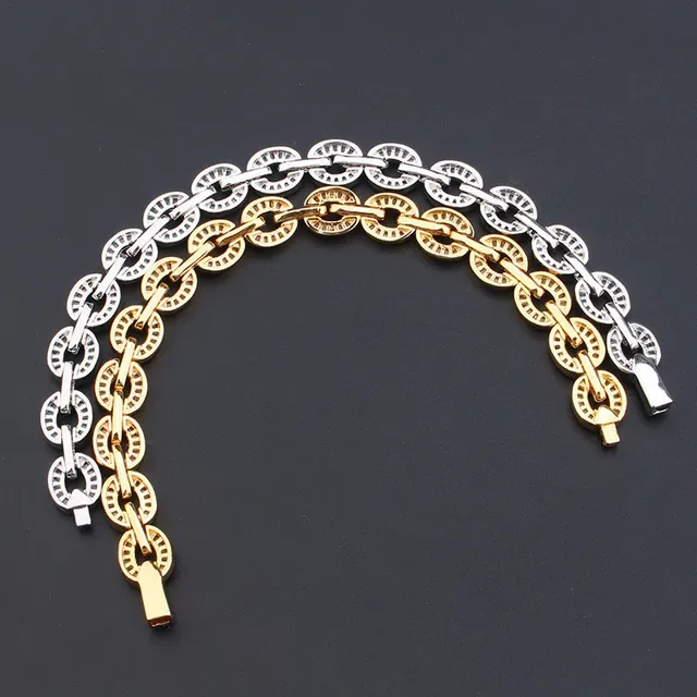 Silver and Gold Tone Pavé Oval-Link Chain Bracelets 7