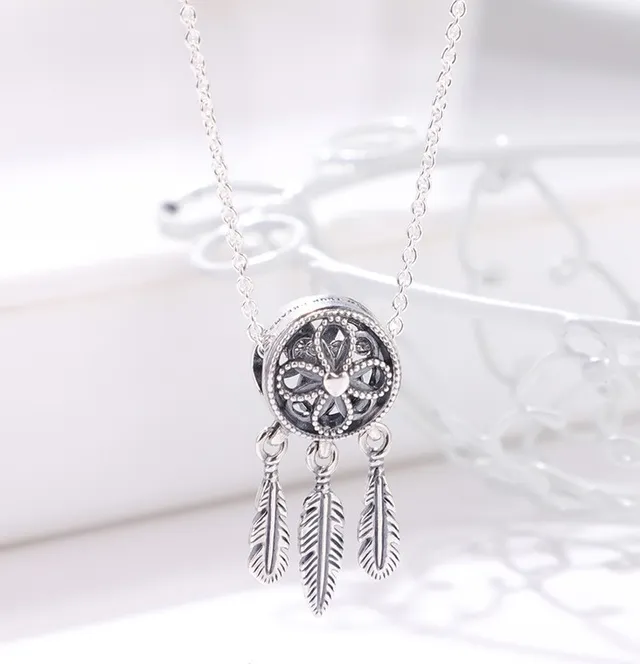 Silver Dreamcatcher-Inspired Filigree Circle Necklace 4