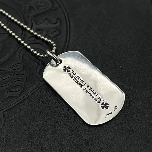 Silver Engraved Cross M Heart Dog Tag Necklace 4