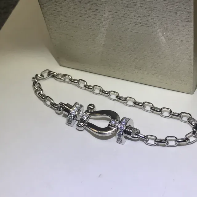 Silver Gold Clasp-Shaped Pendant Crystal-Encrusted Necklace 4
