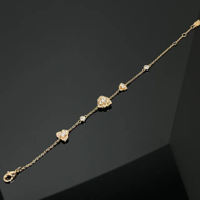 Silver Gold Floral Motif Pavé-Set Diamonds Necklace 3