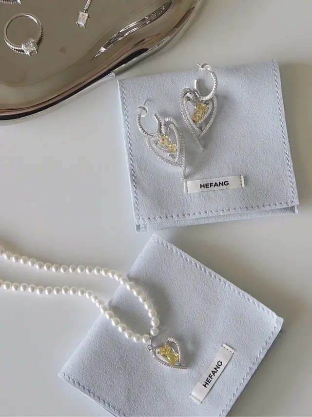 Silver Gold Heart-Shaped Double Outline Pavé-Set Stones Earrings 2