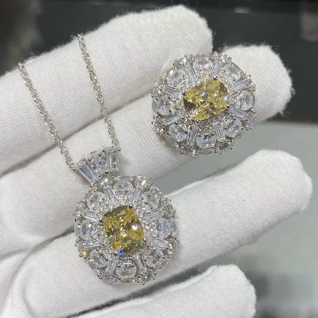 Silver Gold Solitaire Halo Ring 5
