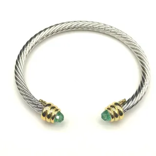 Pulsera de metal bicolor de cable retorcido plata y oro