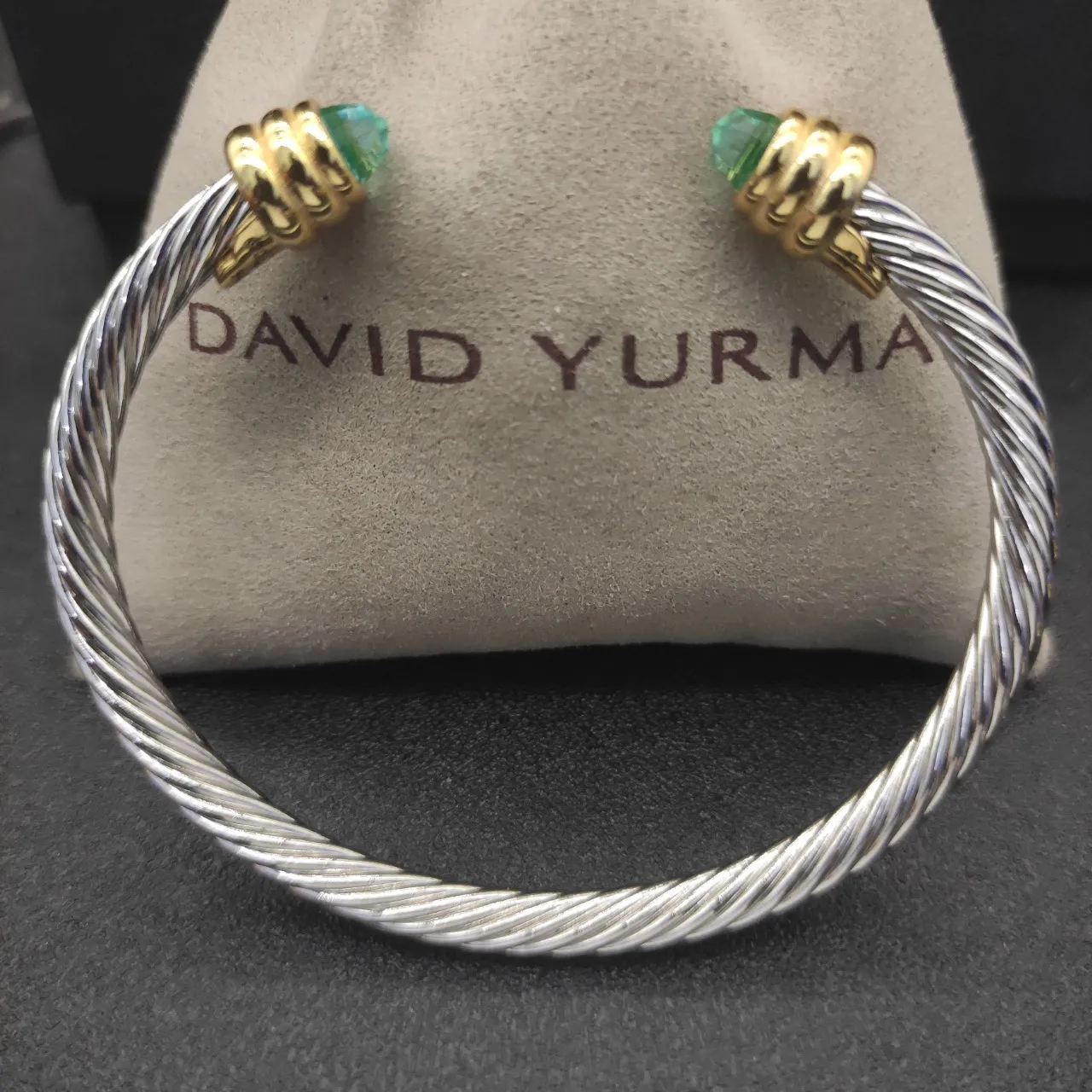 Silver Gold Twisted Cable Two-Tone Metal Bracelet 3